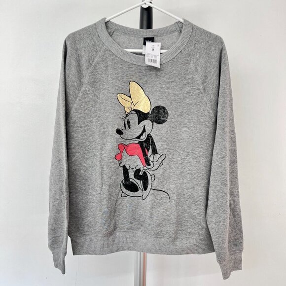 NWT Disney Vintage Style Mini Mouse Gray Crewneck Sweatshirt Sz M - Picture 2 of 9